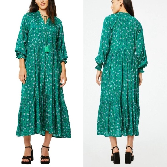 Roller Rabbit Cerro Garnet Midi Dress in Green Floral - Picture 1 of 10
